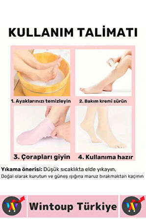 Kadın Ayak Bakım Güzelleştirici Sızdırmaz Yumuşak Elastik Silikon Jel Ayak Nemlendirici Çorap 2 Çift