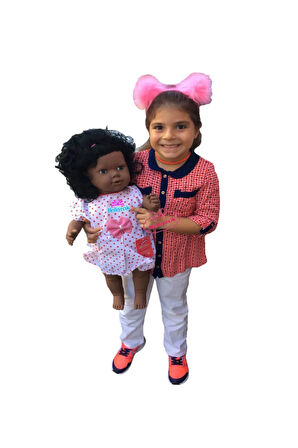 Oyuncak Büyük Boy Türkçe Konuşan Saçlı Zenci Et Bebek Oyun Arkadaşım 60 Cm