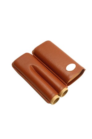 Cohiba Kahverengi Desenli İkili Deri Puro Kılıfı