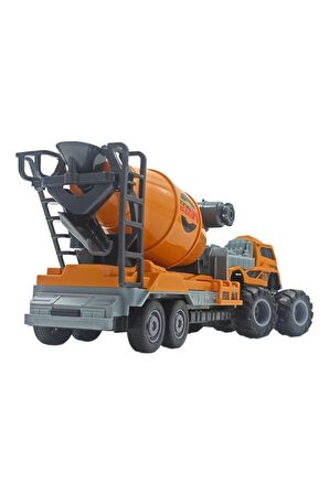 Metal Araçlı Plastik Beton Mikserli Sürtmeli Özellikli Oyuncak İş Makinası 27cm.