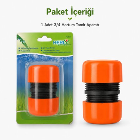 HERLY HL354 3/4 Hortum Tamir Aparatı Bahçe Sulama Hortumu Birleştirme Ek Parçası Onarım Bağlantısı