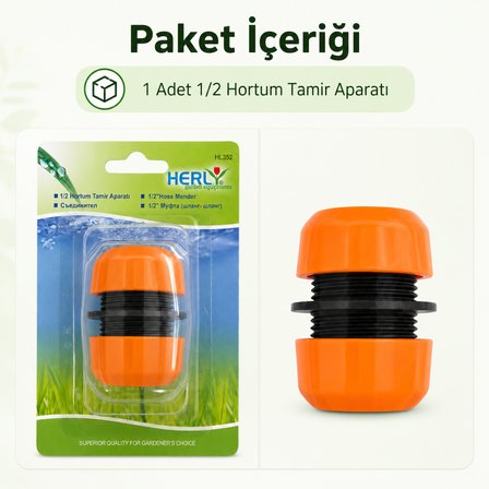 Herly HL352 1/2 İnç Hortum Tamir Aparatı Bahçe Hortumu Birleştirici