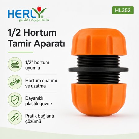 Herly HL352 1/2 İnç Hortum Tamir Aparatı Bahçe Hortumu Birleştirici