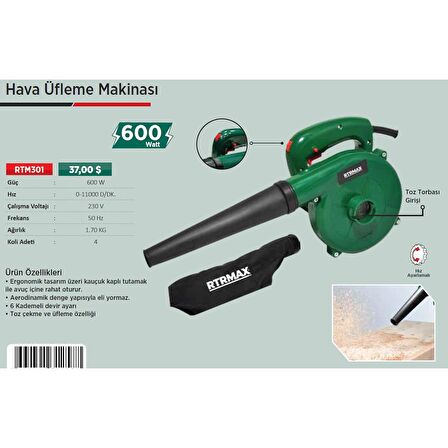 Rtrmax Rtm301 Hava Üfleme Makinası 