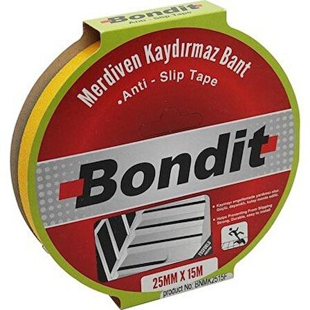 BONDİT MERDİVEN KAYDIRMAZ BANT SARI/SİYAH 25 MM*15 M