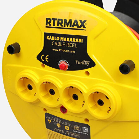 REM31520 Makaralı Uzatma Kablosu Açık Tip Termik Sigortalı 20 mt 3 x 1.5 mm