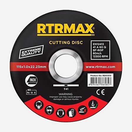 Rtrmax Inox Kesici Taş 115x1.0x22.23mm