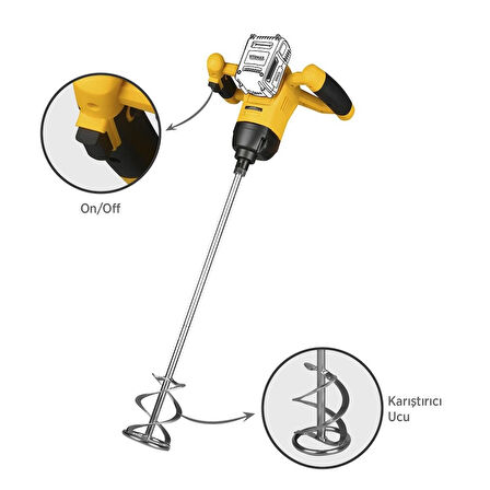 RTX1882B Şarjlı Boya ve Harç Karıştırıcı - Akü Hariç
