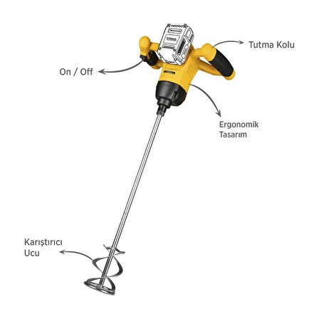 RTX1882B Şarjlı Boya ve Harç Karıştırıcı - Akü Hariç