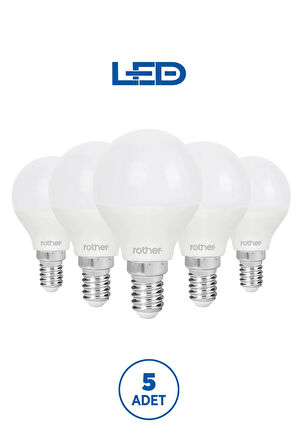 RTL09211-5 Rother G45 LED Ampul 6W E14 470 Lümen 4500K Gün Işığı Enerji Tasarruflu Ampul 5 Adet
