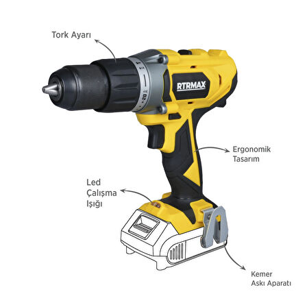 RTX1820B Şarjlı Darbeli Matkap 50 Nm - Akü Hariç