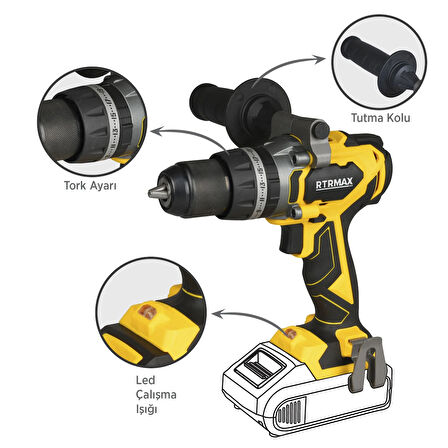 RTX3010B Şarjlı Darbeli Matkap Kömürsüz 70 Nm - Akü Hariç
