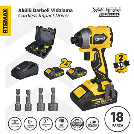 RTX3050 Şarjlı Torklu Vidalama Kömürsüz 230Nm 2x4 Ah Plus Çift Akü Hızlı Şarj X-Lion - Akü Dahil