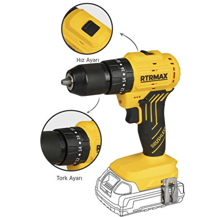 RTRMAX RTS5012B Şarjlı Darbeli Matkap Kömürsüz 54 Nm - Akü Hariç