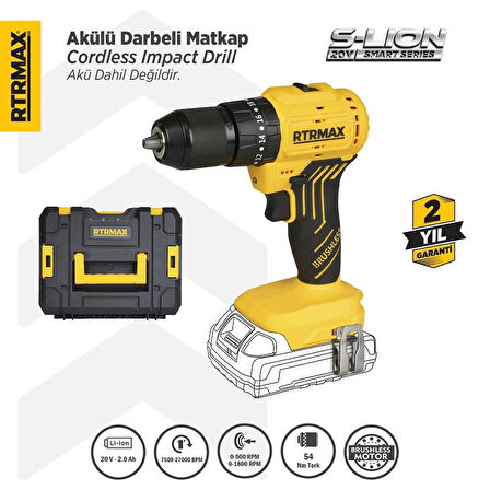 RTRMAX RTS5012B Şarjlı Darbeli Matkap Kömürsüz 54 Nm - Akü Hariç