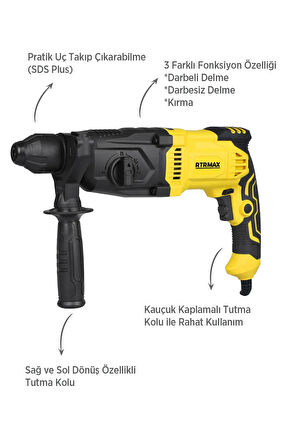 RTM2290SET Sds Plus Kırıcı ve Delici 5'lİ Set - Eldiven-Çekiç-Uç Tutucu