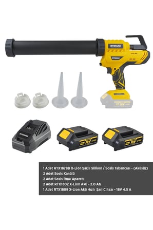 Şarjlı Silikon Sosis Tabancası 300/600 ML Akü Dahil RTX1878BSET