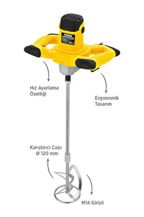 RTM3920SET Elektrikli Boya Karıştırıcı 4'lü Set - Eldiven-Boya Karıştırıcı Ucu-Zımpara Malası