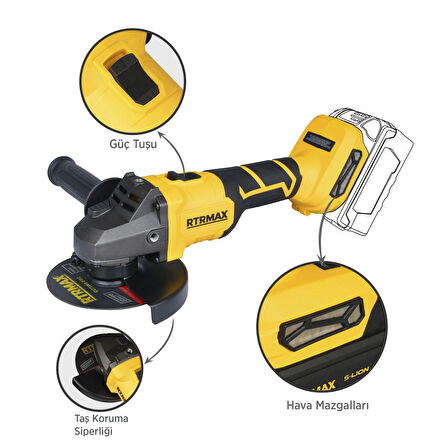 RTS5050B Şarjlı Avuç Taşlama Makinası Kömürsüz 125 mm 8.500 Rpm - Akü Hariç