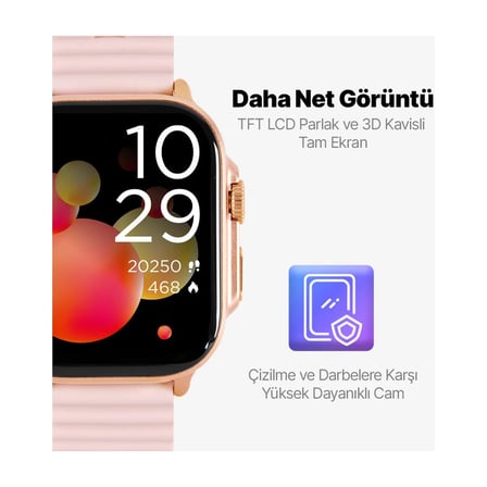 ttec Tempus 51MM Tft Ekranlı Dikdörtgen Metal Kasa Akıllı Saat 2SW03RA Rose Altın