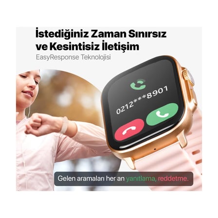 ttec Tempus 51MM Tft Ekranlı Dikdörtgen Metal Kasa Akıllı Saat 2SW03RA Rose Altın