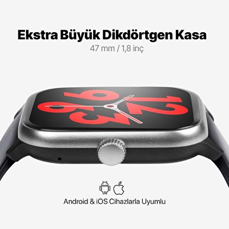 ttec Tempus Pro 47mm AMOLED Ekranlı Dikdörtgen Kasa Akıllı Saat