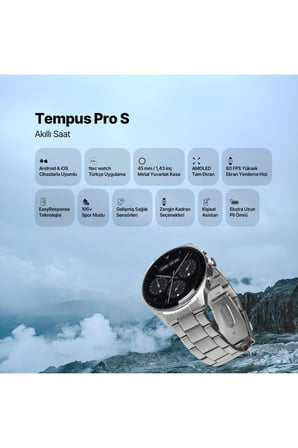 Ttec Akıllı Saat Tempus Pro S 45mm AMOLED Ekranlı Yuvarlak Metal Çelik Kasa 2SW08
