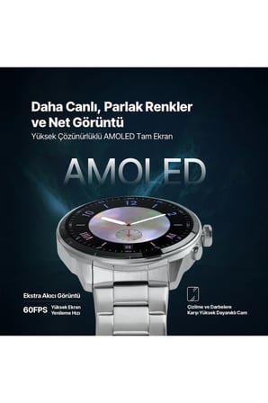 ttec Akıllı Saat Tempus Pro S 45mm AMOLED Ekranlı Yuvarlak Metal Çelik Kasa Metalik Gri 2SW08MT