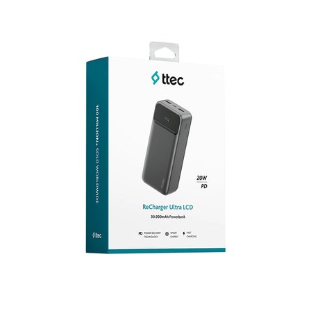 ttec ReCharger Ultra LCD 30.000mAh PD 20W Taşınabilir Hızlı Şarj Aleti/Powerbank-2BB270S