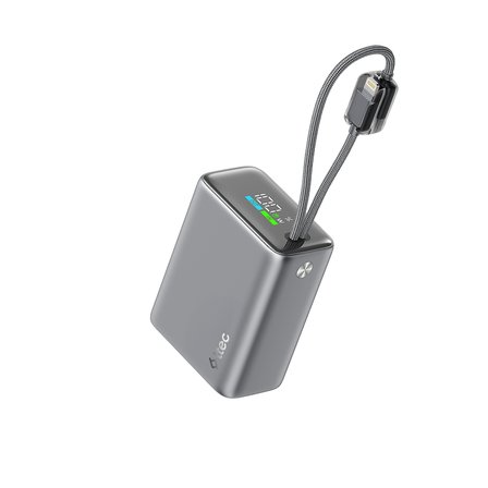 ttec ReCharger Pro TFT 15.000mAh PD 20W USB-C ve Lightning Dahili Kablolu Taşınabilir Hızlı Şarj Aleti Powerbank