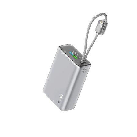 ttec ReCharger Pro Max TFT 20.000mAh PD 45W USB-C ve Lightning Dahili Kablolu Taşınabilir Hızlı Şarj