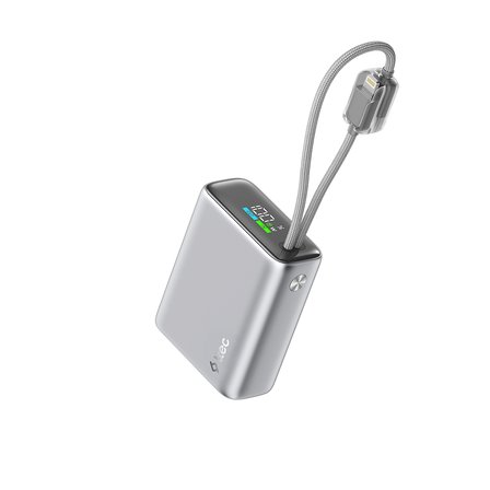 ttec ReCharger Pro TFT 10.000mAh PD 35W USB-C ve Lightning Dahili Kablolu Taşınabilir Hızlı Şarj Aleti Powerbank