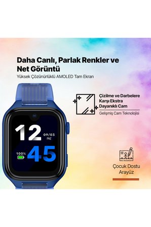 Kidi Pro AMOLED Ekranlı GPS 4G Sim Kartlı Akıllı Çocuk Saati Okyanus Laciverti 2KSW03