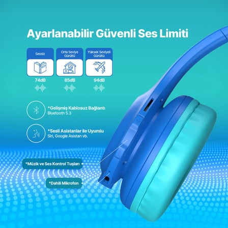 ttec SoundBuddy Funled LED Işıklı Kulaküstü Kablosuz Bluetooth Çocuk Kulaklığı 2KM172