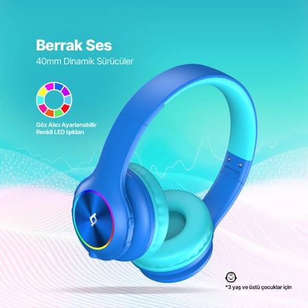 ttec SoundBuddy Funled LED Işıklı Kulaküstü Kablosuz Bluetooth Çocuk Kulaklığı 2KM172