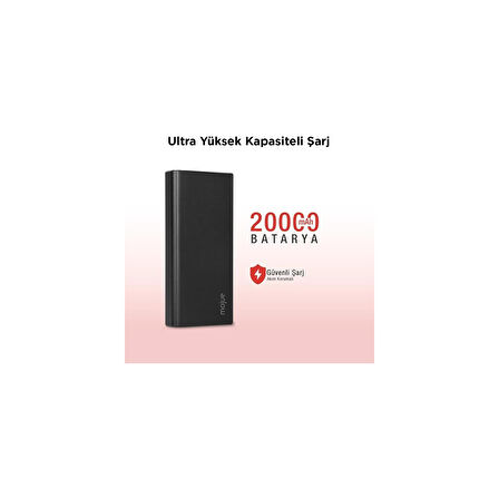 mojue by ttec PB06 20.000mAh PD 20W LCD Ekranlı Taşınabilir Şarj Aleti / Powerbank-Siyah