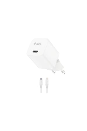 Ttec SmartCharger GAN 30W PD Seyahat Hızlı Şarj Aleti + USB-C - Lightning 150cm Kablo 2SCG30LB