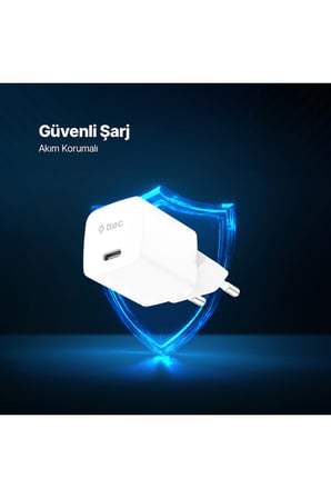 Ttec SmartCharger GAN 30W PD Seyahat Hızlı Şarj Aleti + USB-C - Lightning 150cm Kablo 2SCG30LB