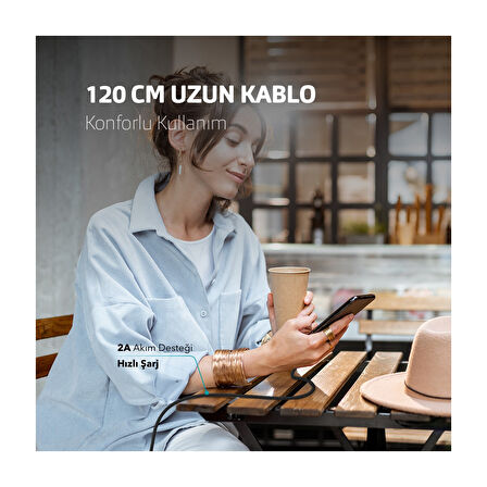 iPhone Uyumlu Örgü Şarj Kablosu.