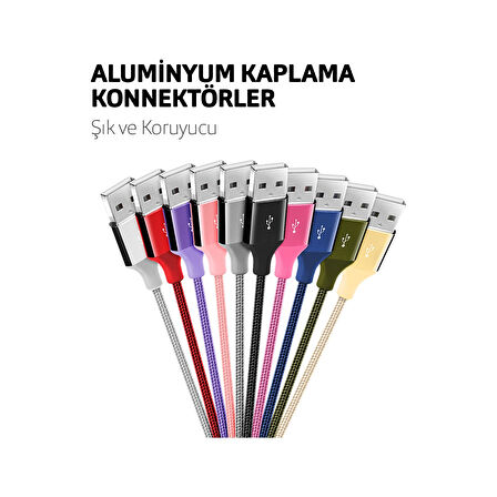 iPhone Uyumlu Örgü Şarj Kablosu.