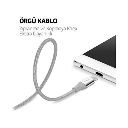 iPhone Uyumlu Örgü Şarj Kablosu.