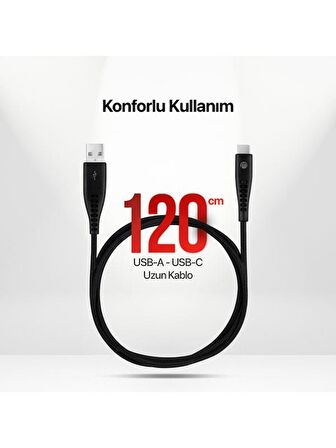 mojue by ttec Ekstra Dayanıklı USB-A - USB-C 2A Şarj Kablosu 120cm