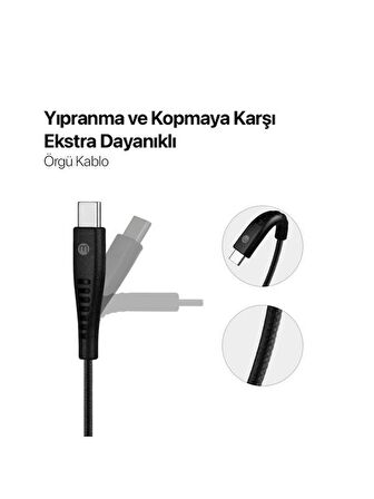 mojue by ttec Ekstra Dayanıklı USB-A - USB-C 2A Şarj Kablosu 120cm