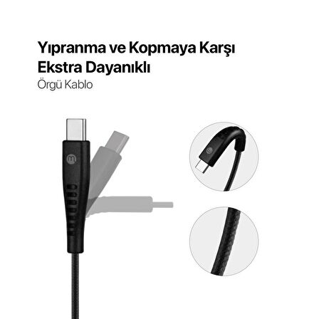 mojue by ttec Ekstra Dayanıklı USB-A - USB-C 2A Şarj Kablosu 200cm