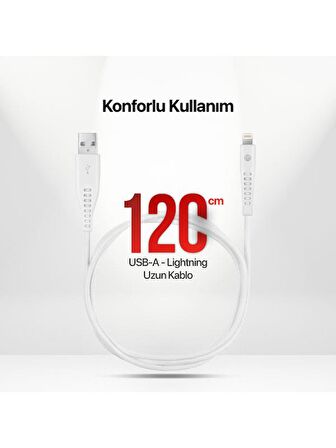 mojue by ttec Ekstra Dayanıklı USB-A - iPhone Lightning 2A Şarj Kablosu 120cm