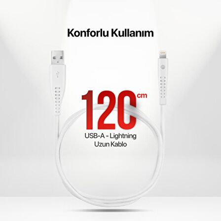 mojue by ttec Ekstra Day USB-A - iPhone Lightning 2A Kablo 120cm Beyaz