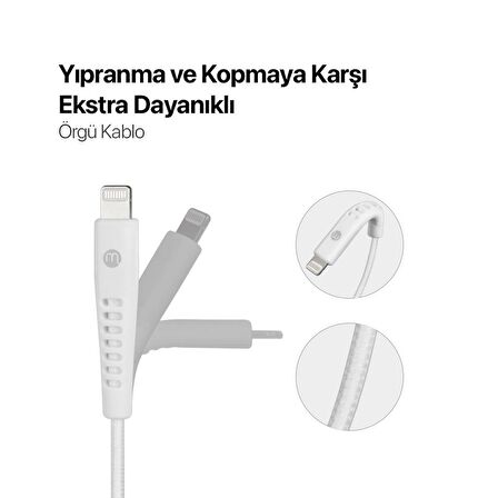 mojue by ttec Ekstra Day USB-A - iPhone Lightning 2A Kablo 120cm Beyaz