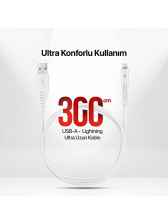 mojue by ttec Ekstra Dayanıklı USB-A - iPhone Lightning 2A Şarj Kablosu 300cm