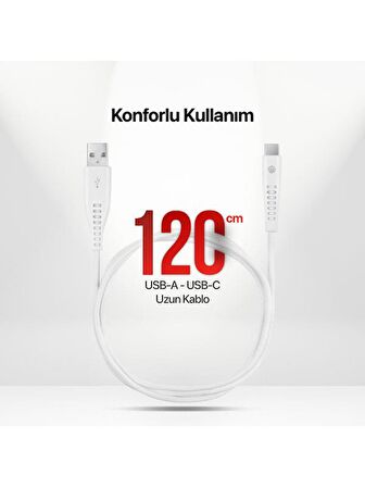 mojue by ttec Ekstra Dayanıklı USB-A - USB-C 2A Şarj Kablosu 120cm