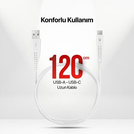 mojue by ttec EkstraDay USB-A - USB-C 2A Şarj Kablosu 120cm Beyaz